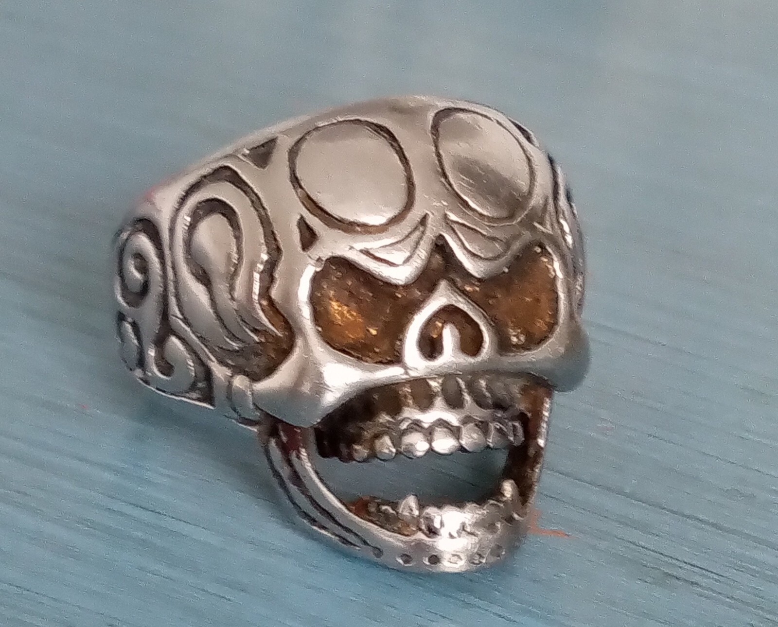 SKULL RING HEADBANGERS BALL HARLEY CROSSBONES BIKER SILVER SKULL RING SIZE 12