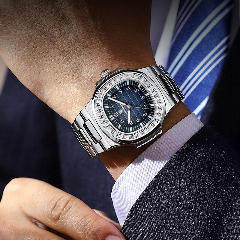Luxury Business Men’s Quartz Watch 3Bar Waterproof Luminous Date Stainless Watch