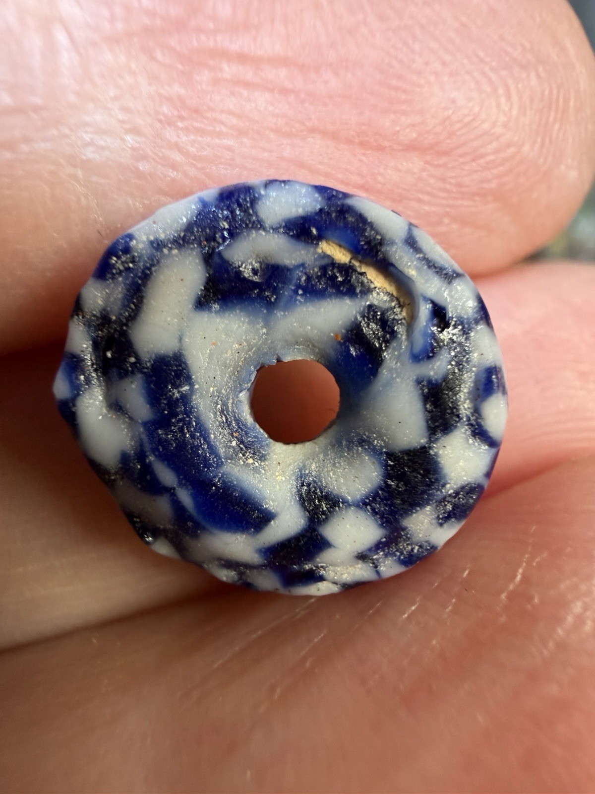Lot 29 Antique 19th C Venetian African Trade Beads Lampwork Skunk Mosaic Glass 1