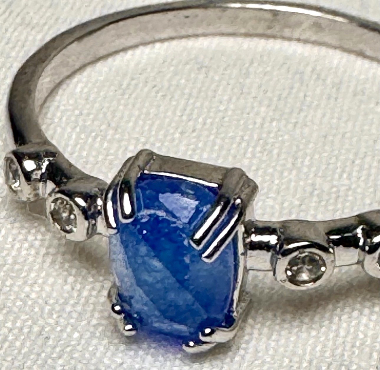 Bomb Party Blue Oval Stone Ring Silver Tone Clear Accent Size 10 Fashion Ring