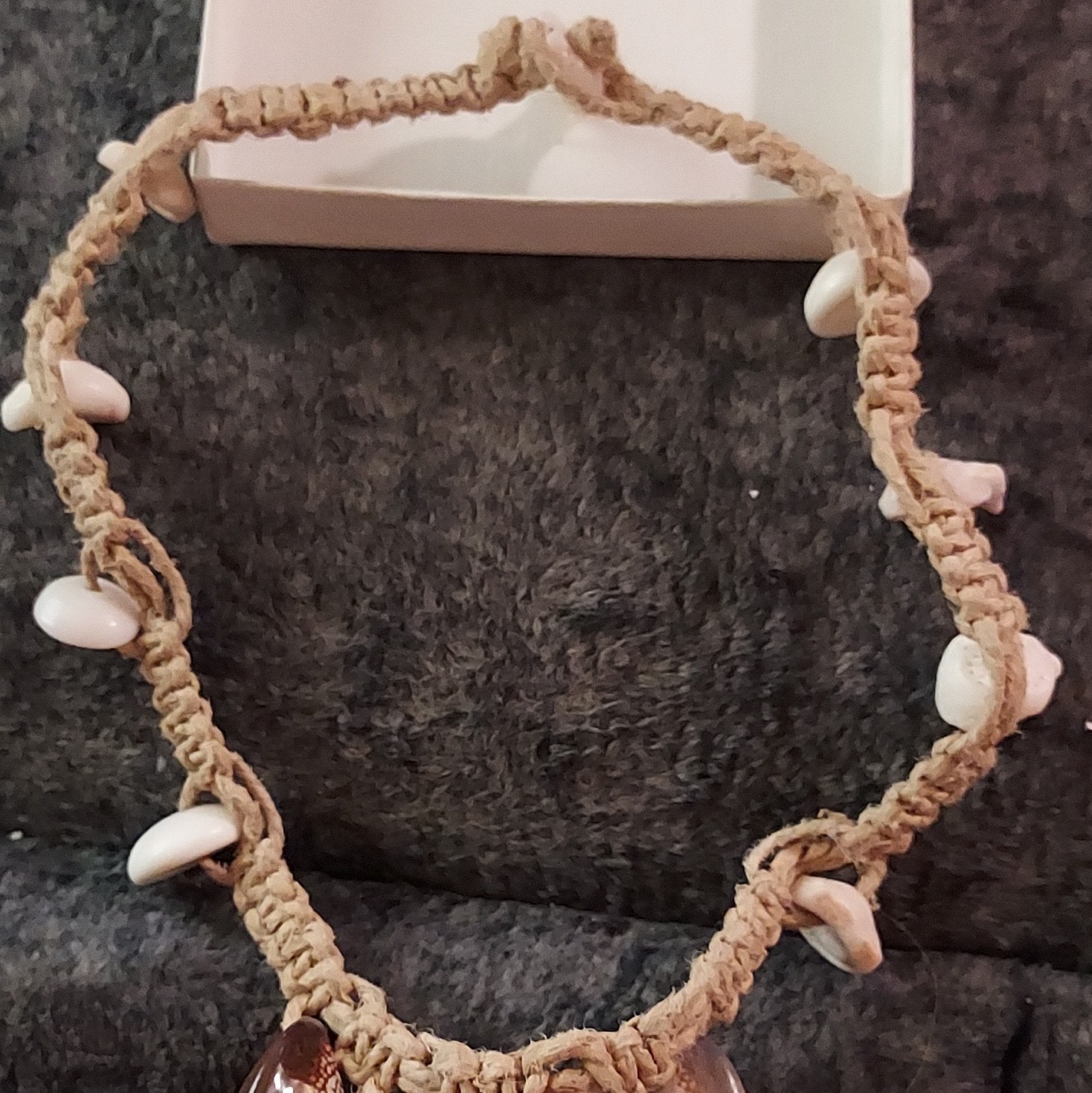 Hemp Cord Cowrie Shell Beach Bohemian Necklace, Adjustable Hook Closure