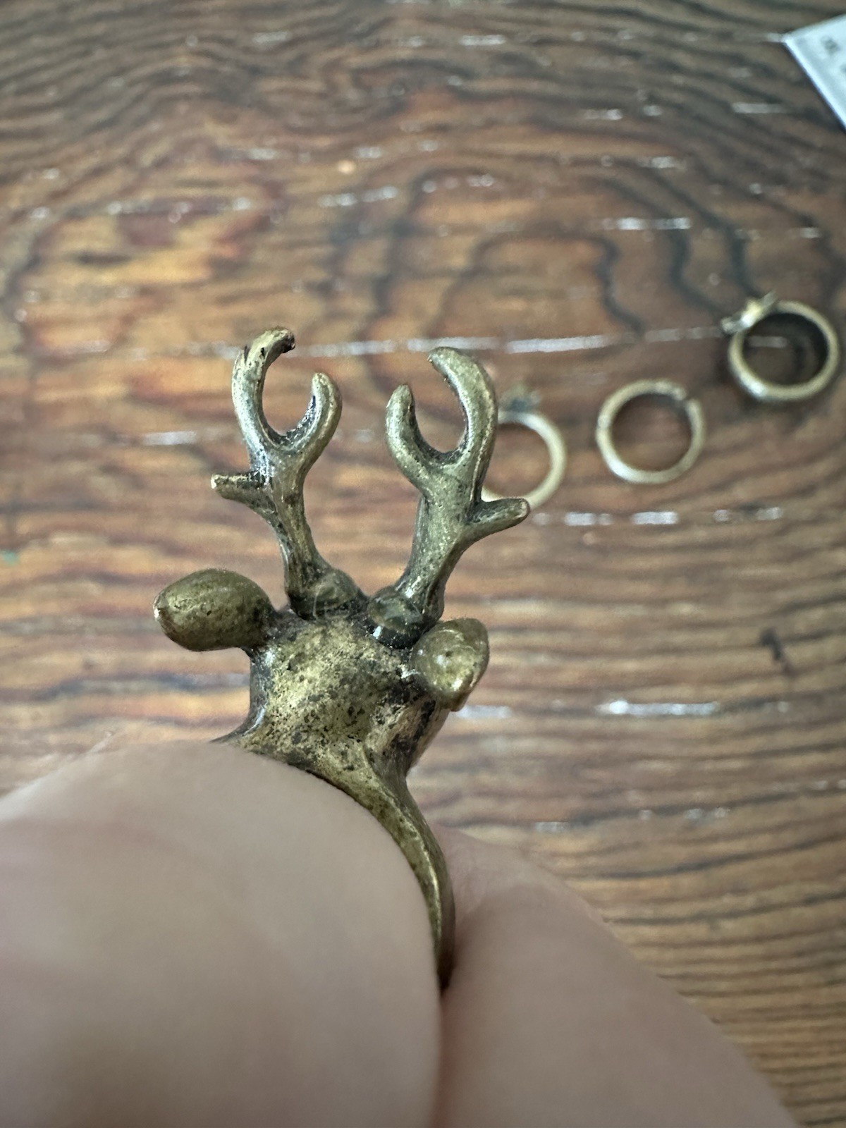 Forest Friends Brass Animal Head 4 Rings Deer/Rabbit/Fox/Owl, size 7.5