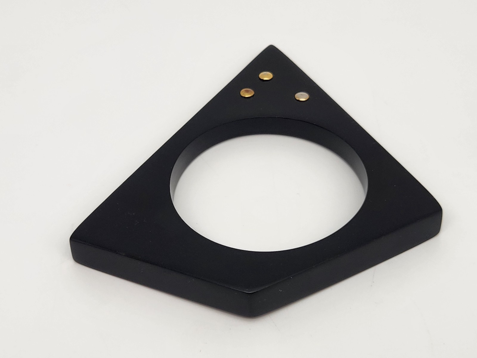 Alexis Bittar Asymmetrical Pentagon Black Lucite Mod Bangle Bracelet