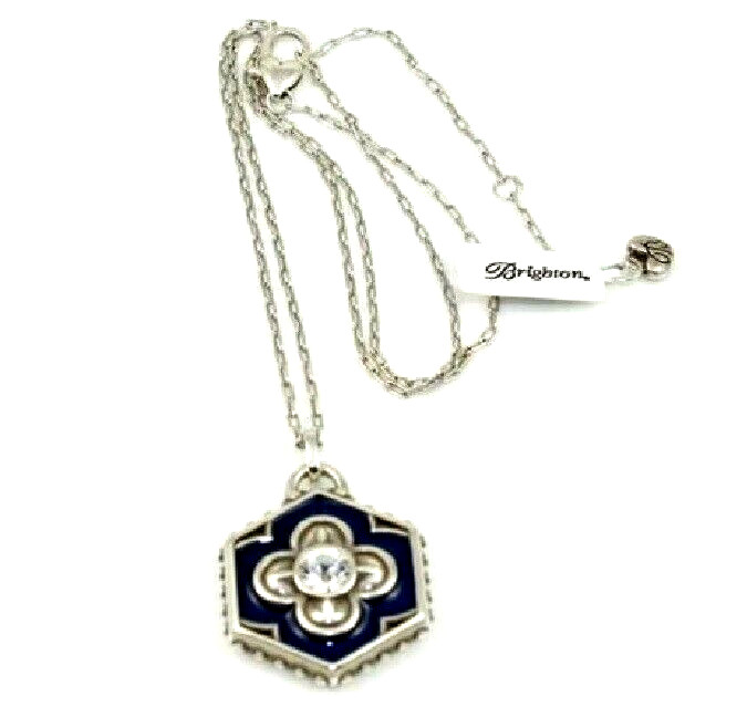 NWT Brighton Fashionista SHINE ON Reversible Blue Enamel Pendant Necklace $70