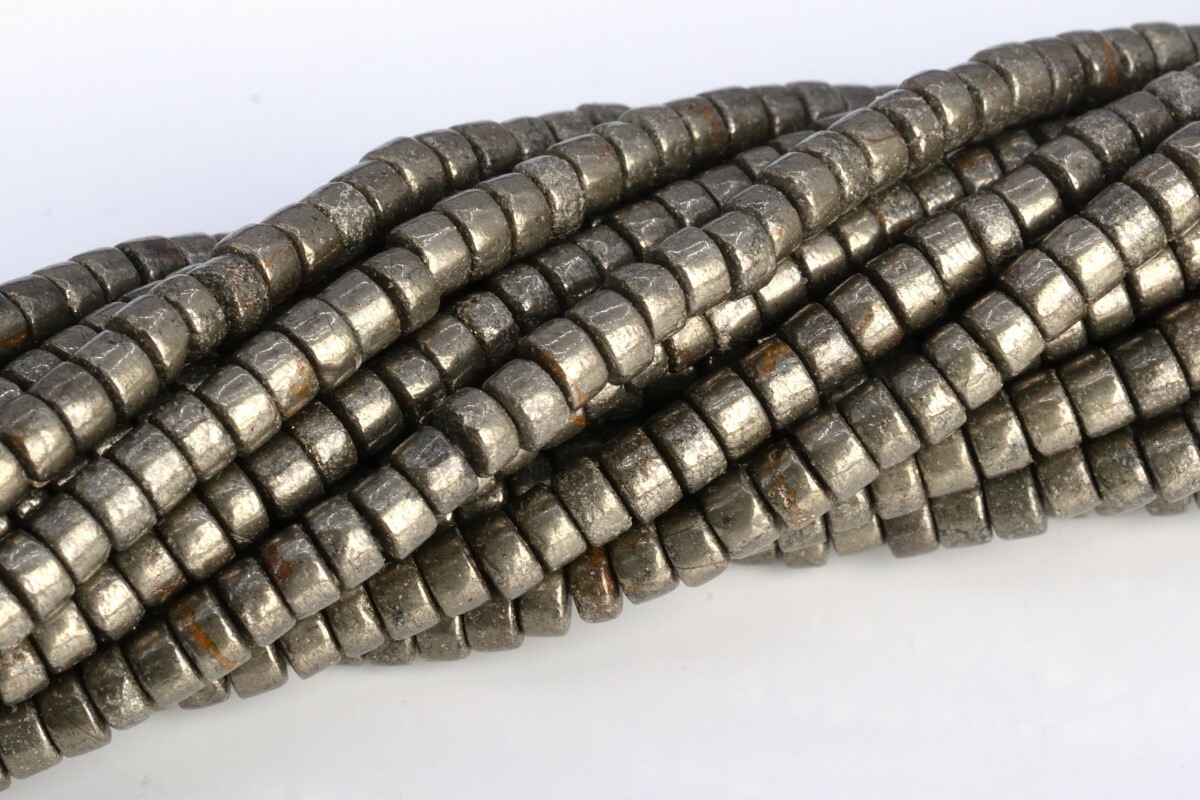 3x3MM Copper Pyrite Rondelle Slice Grade AAA Natural Gemstone Loose Beads 15.5″