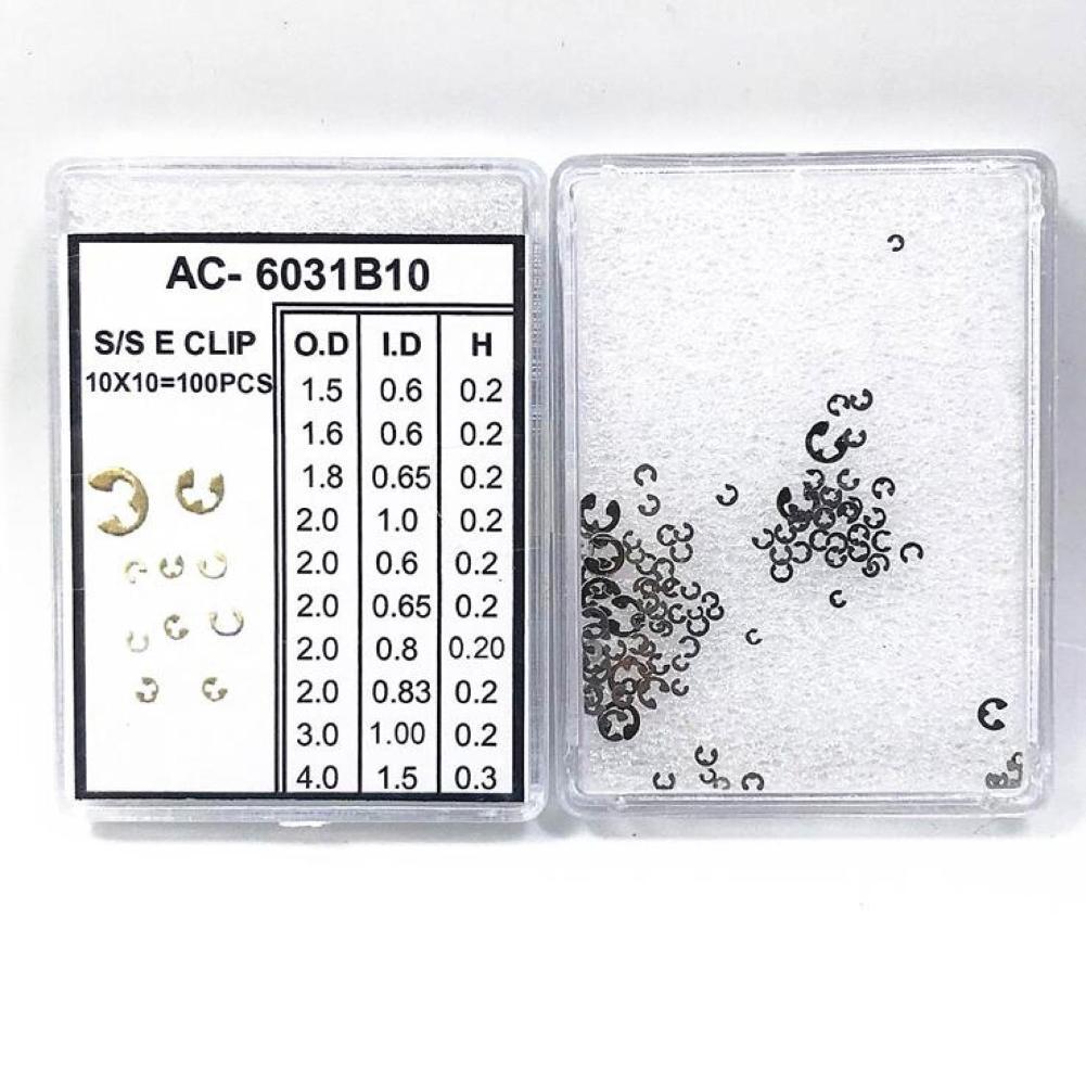 90Pack Watch Pusher Button C-clip E Clip Circlip Ring 9 Sizes Assortment
