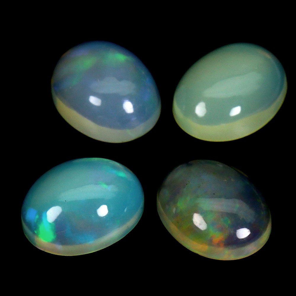 Oval AAA Floral Flash Play Of Color Crystal Fire Opal 4pcs 5.03ct 9x7mm Lot Gems