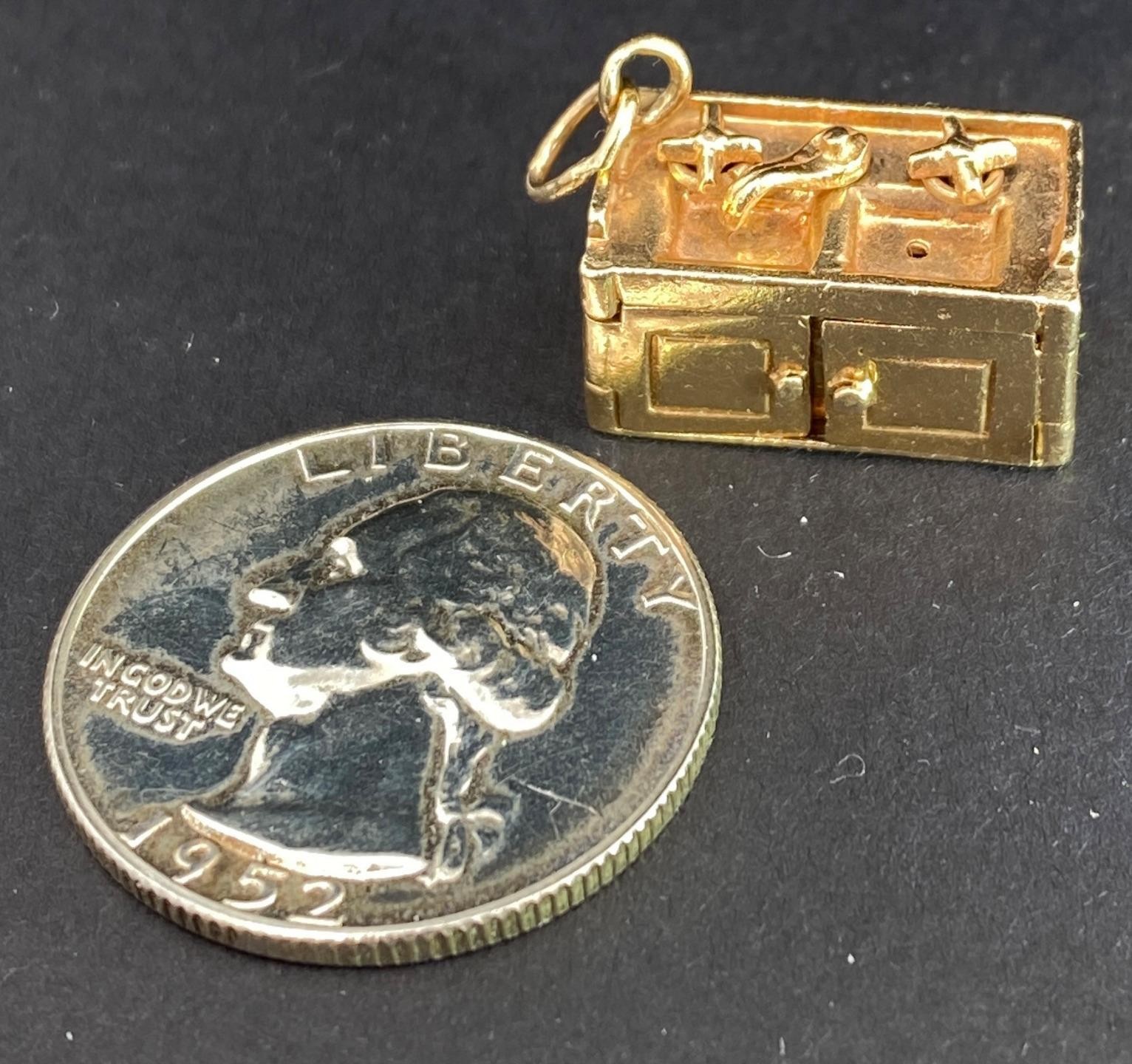 14k Yellow Gold Kitchen Sink Charm Pendant inch C163