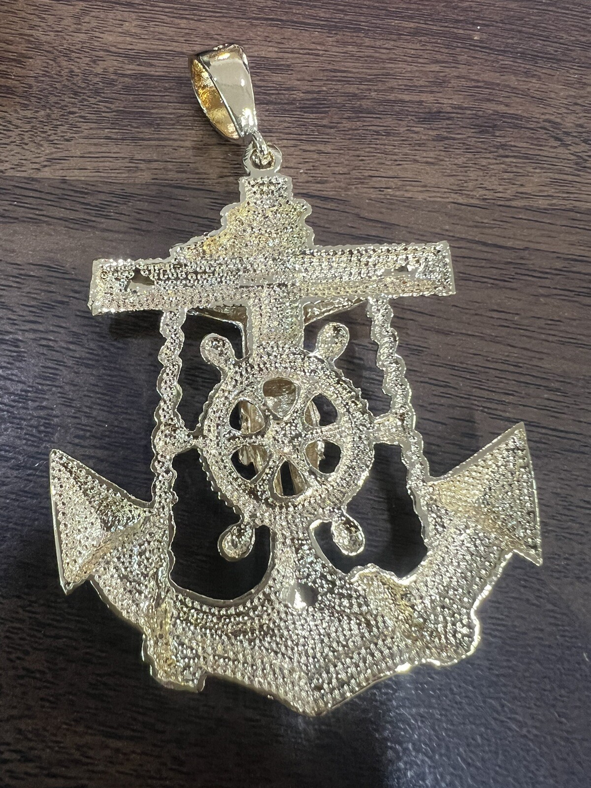 Sterling Silver Gold Plated Anchor JESUS Cross XXL Hawaii Pendant