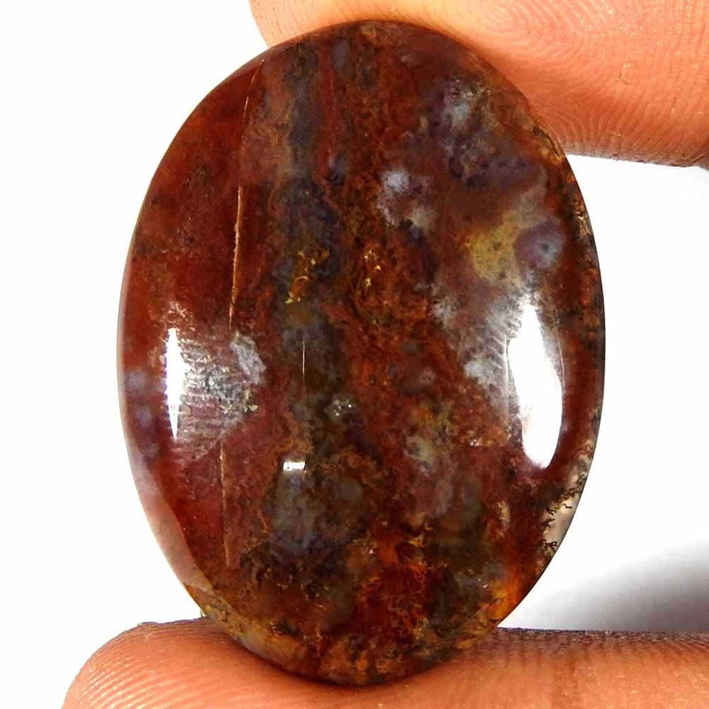 38.20Cts100%Natural Red Green Moss Agate Oval Cabochon Loose Gemstones