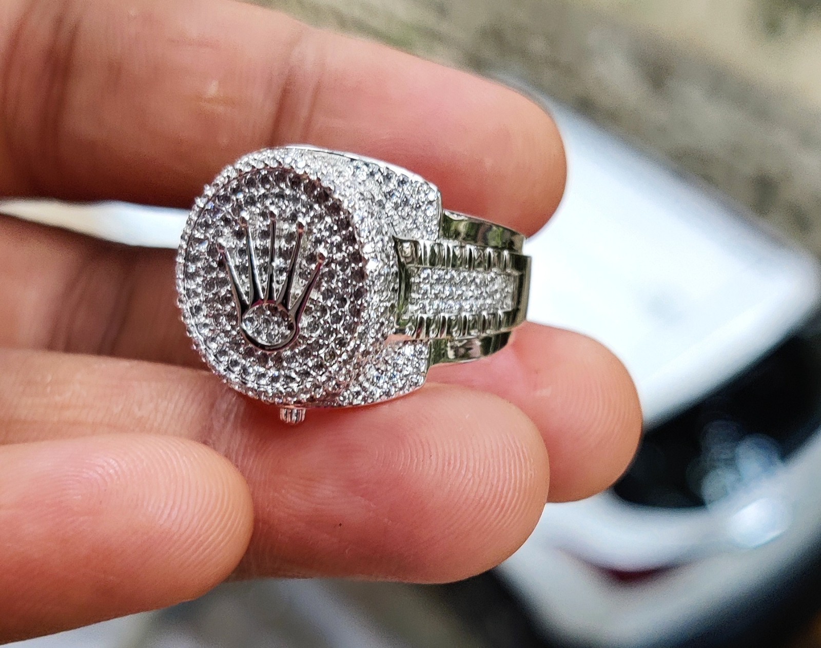 2.80Ct Lab-Created Diamond Cluster Men’s Engagement Ring 14K White Gold Plated