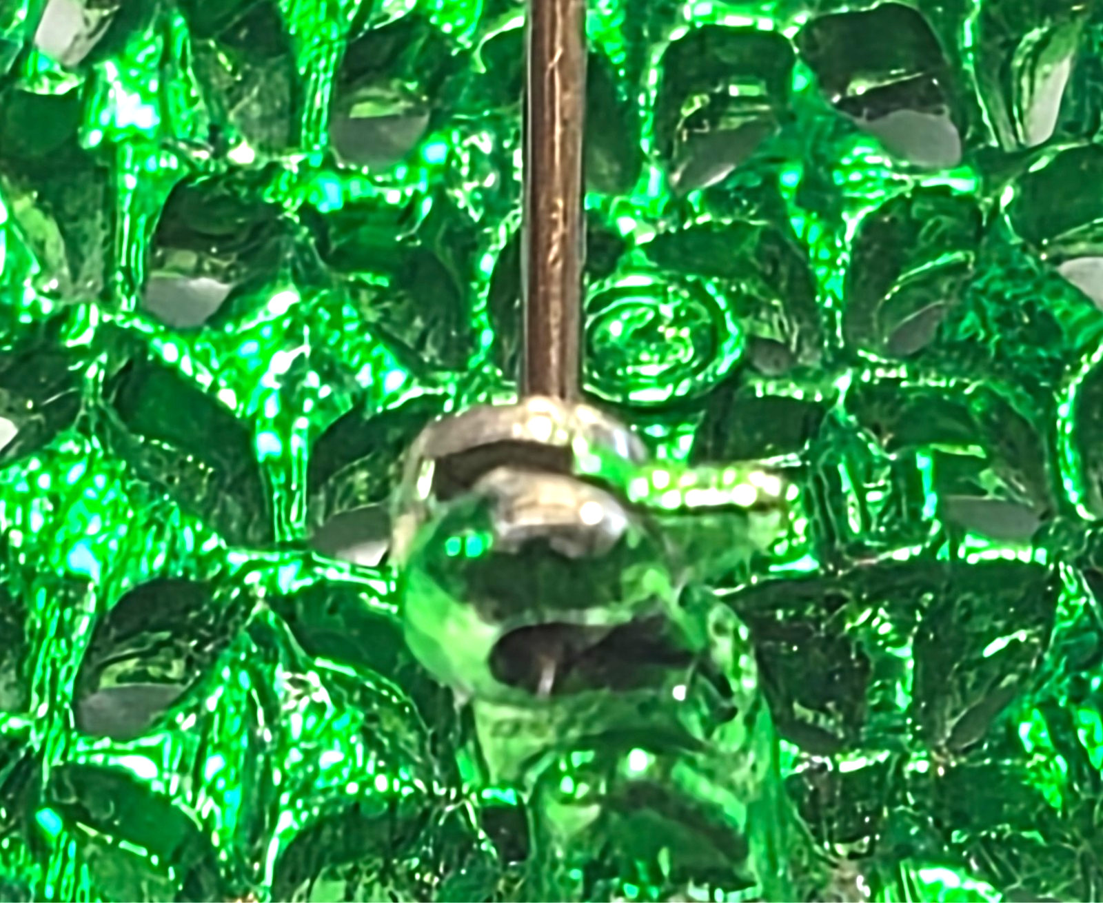 Vintage 70’s Signed MYLU Green Enamel & Rhinestone Christmas Tree Pin / Brooch