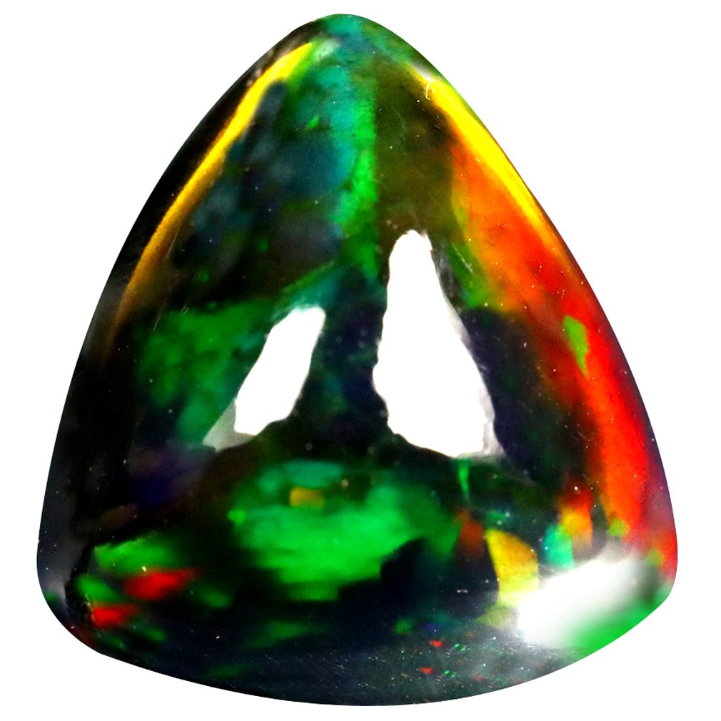 7.69 ct Triangle Cabochon (15.00 x 14.13 mm) Ethiopian Flashing Black Opal Stone