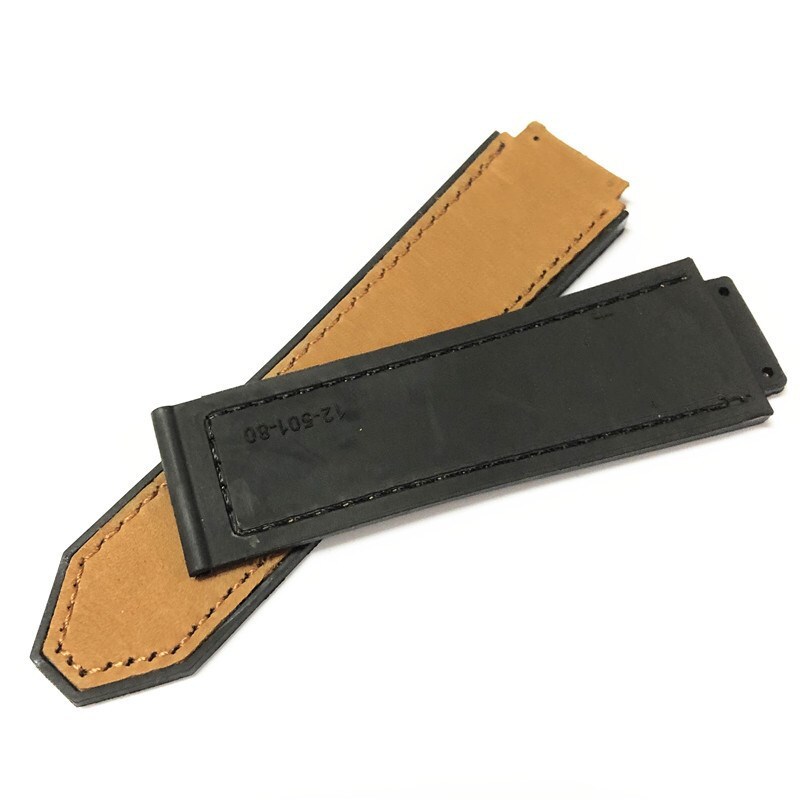 Premium Mens Leather Stick Rubber Sport Watch Band Strap 21 23 25mm for Hublot