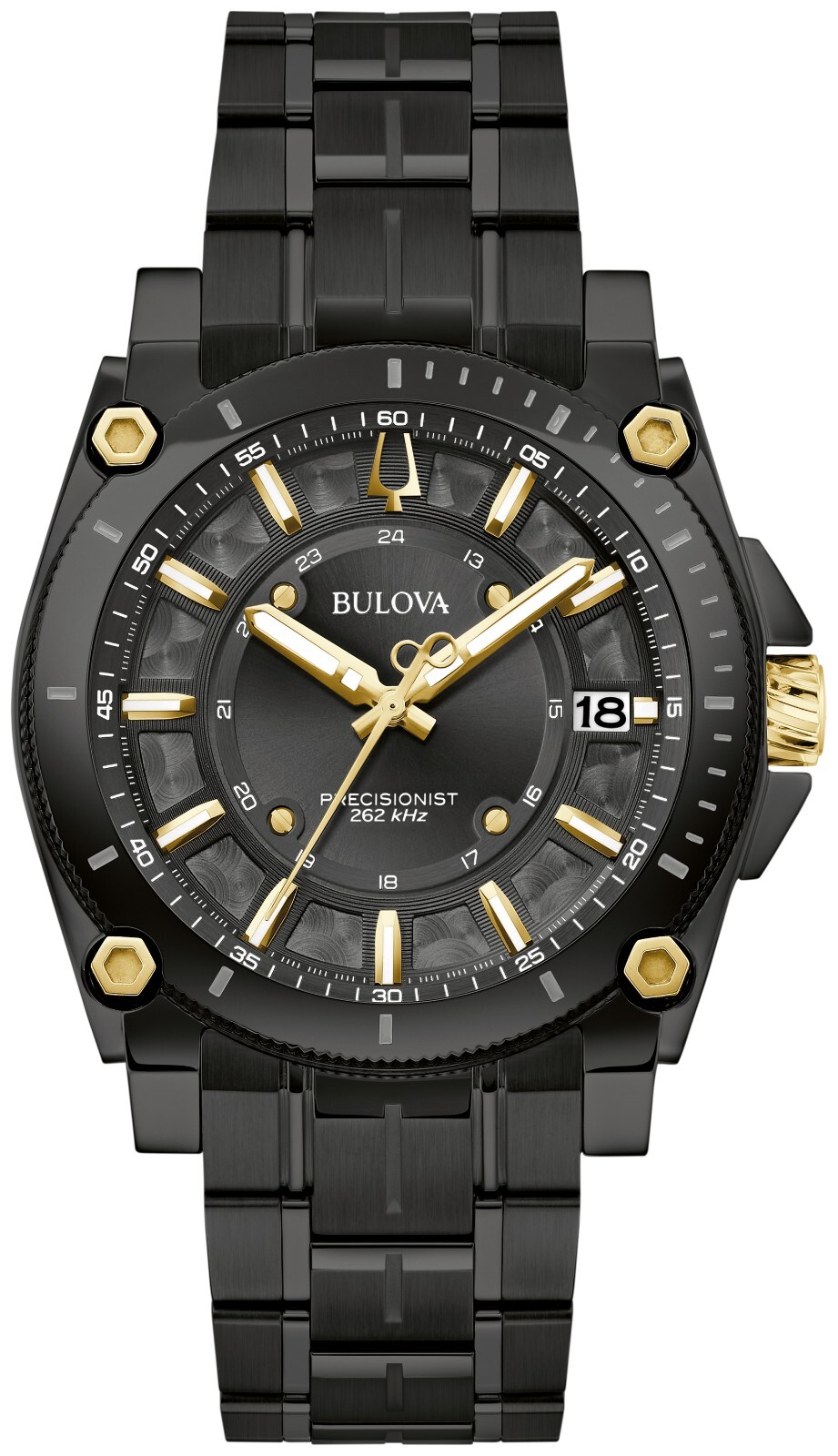 Bulova Men’s Icon Calendar Precisionist Luminous Quartz Black Watch 40 MM 98B408