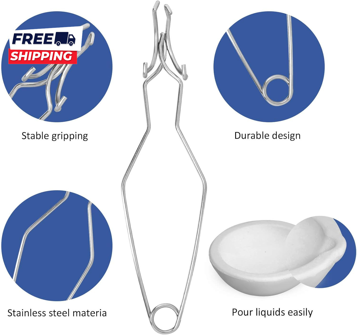 8 Pcs Crucibles for Melting Metal Kit 4 Ceramic Quartz Crucibles and 2 Upgraded