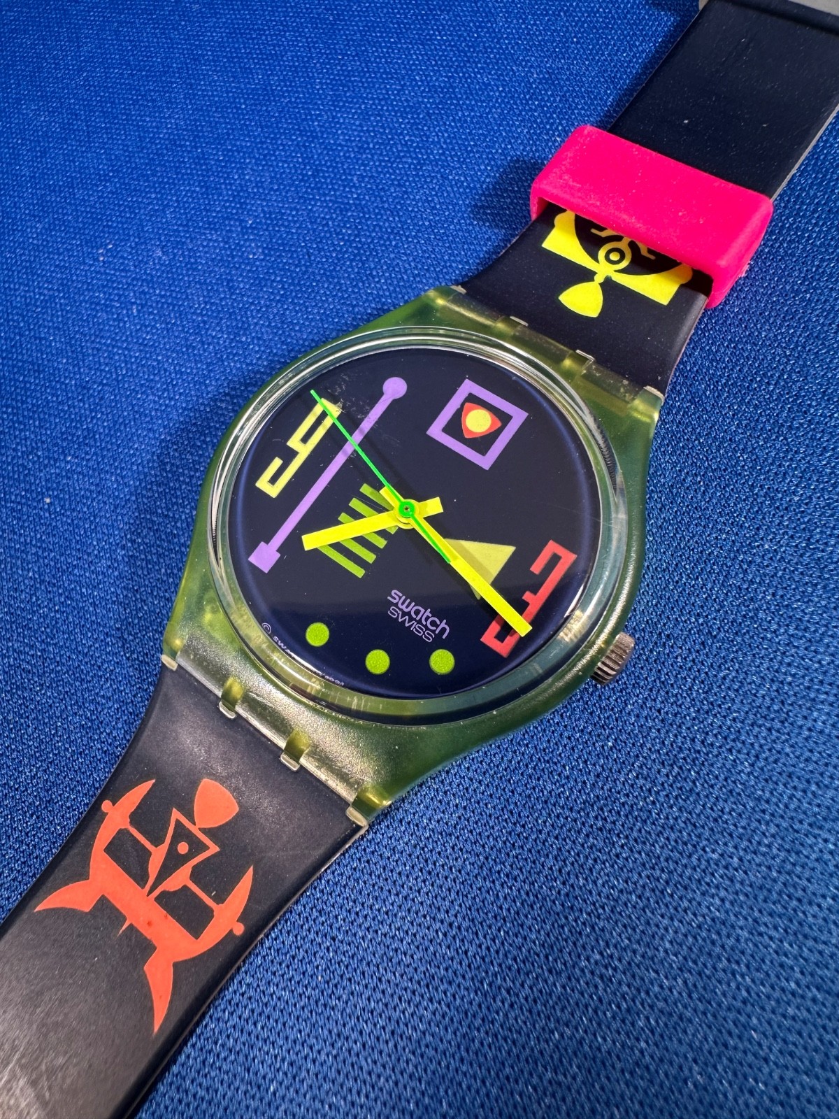 Vintage 1991 Swatch Watch Stalefish GG113 Working Good 34MM Nice! So Rad!