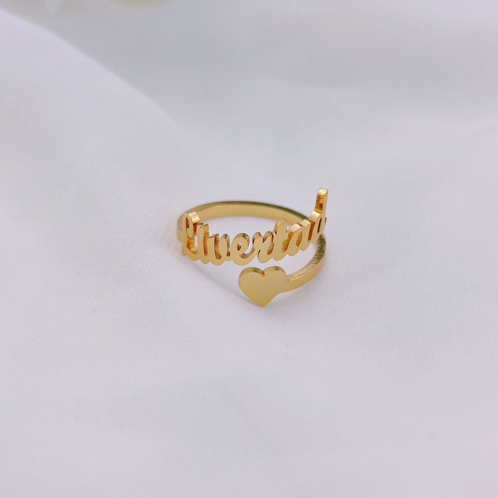 Personalized Name Ring Custom Engraved Stainless Steel Adjustable Band Gift