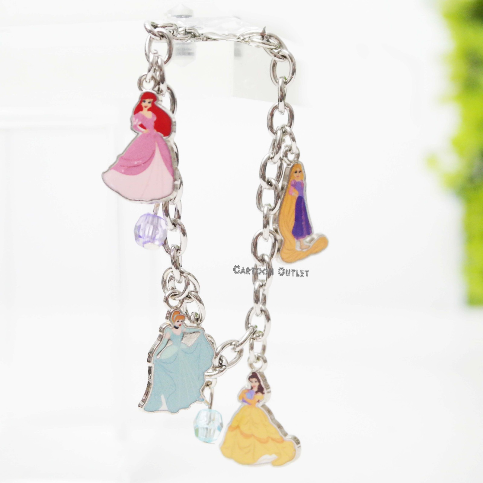 Disney Princess Charm Bracelet Girls Metal Birthday Gift Cinderella Belle Ariel