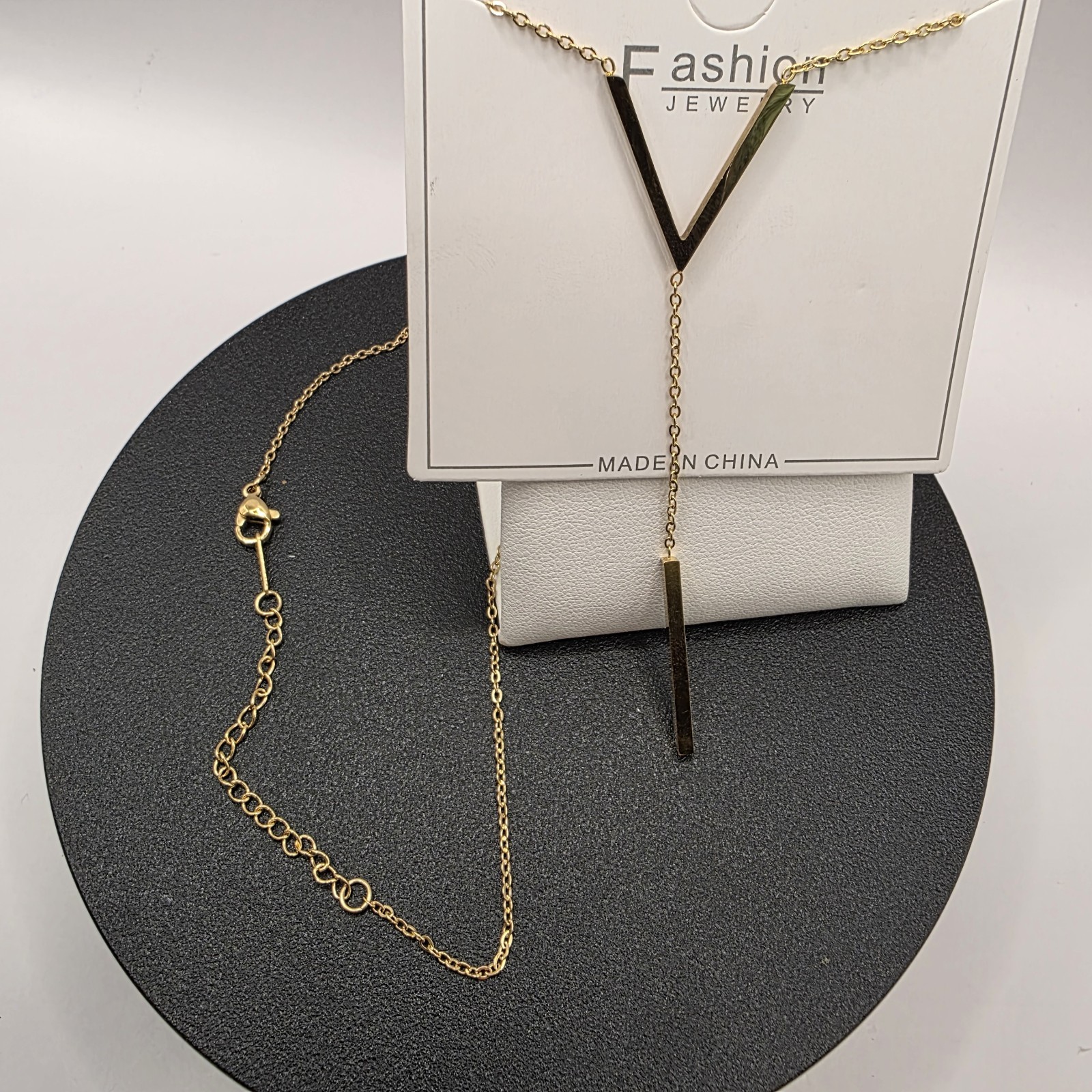 Stainless Steel Copper Plated 16″Necklace w/85mm Y Pendant