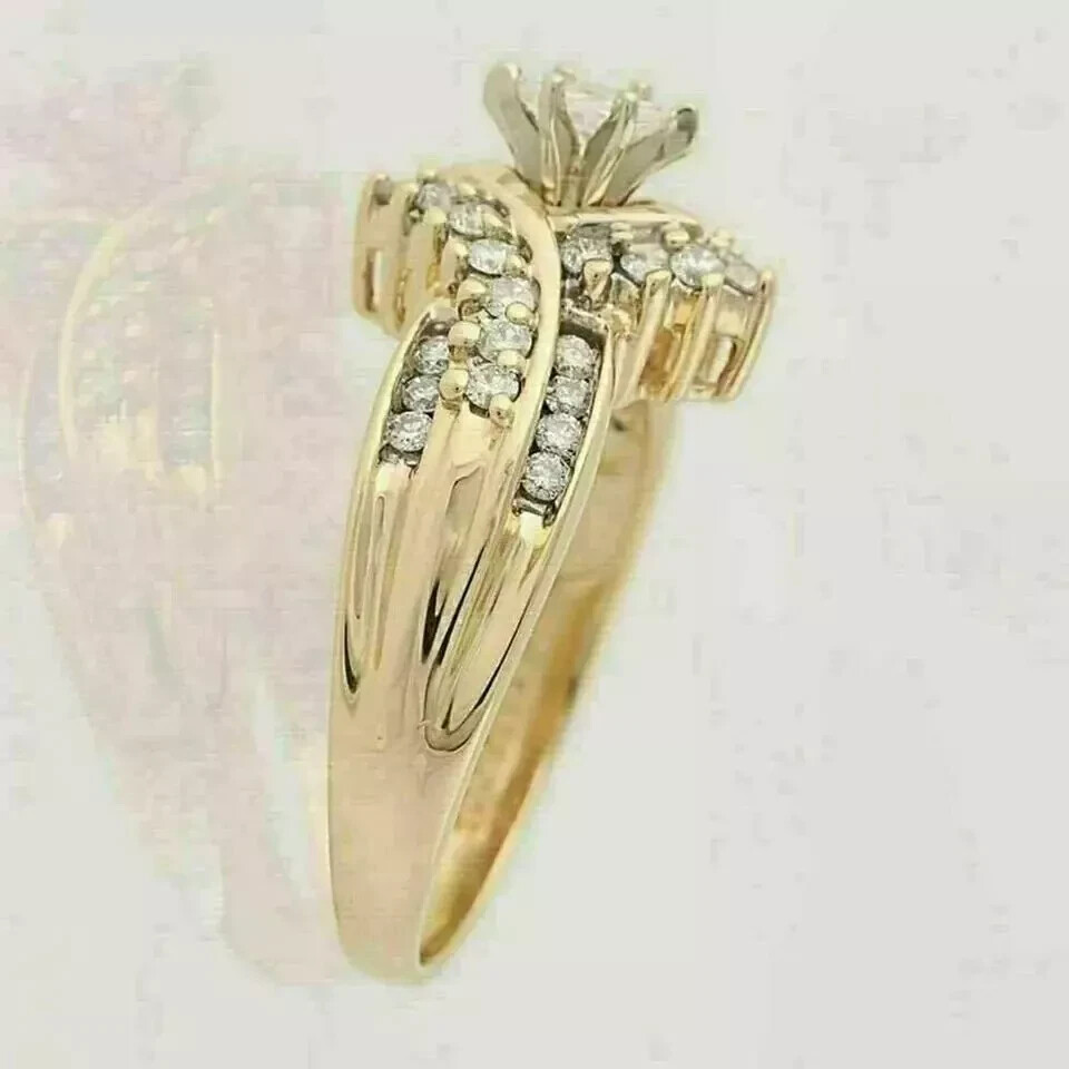 14K Yellow Gold Plated 2CT Marquise Cut Lab-Created Diamond Engagement Ring