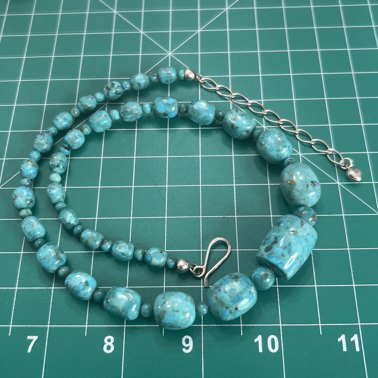 Mine Finds by Jay King DTR Turquoise Beaded Necklace Sterling 925, 17.5”-20.5”