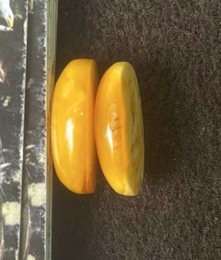 17x12x5mm Baltic Amber Butterscotch Egg Yolk Oval Pair 6.9tcw