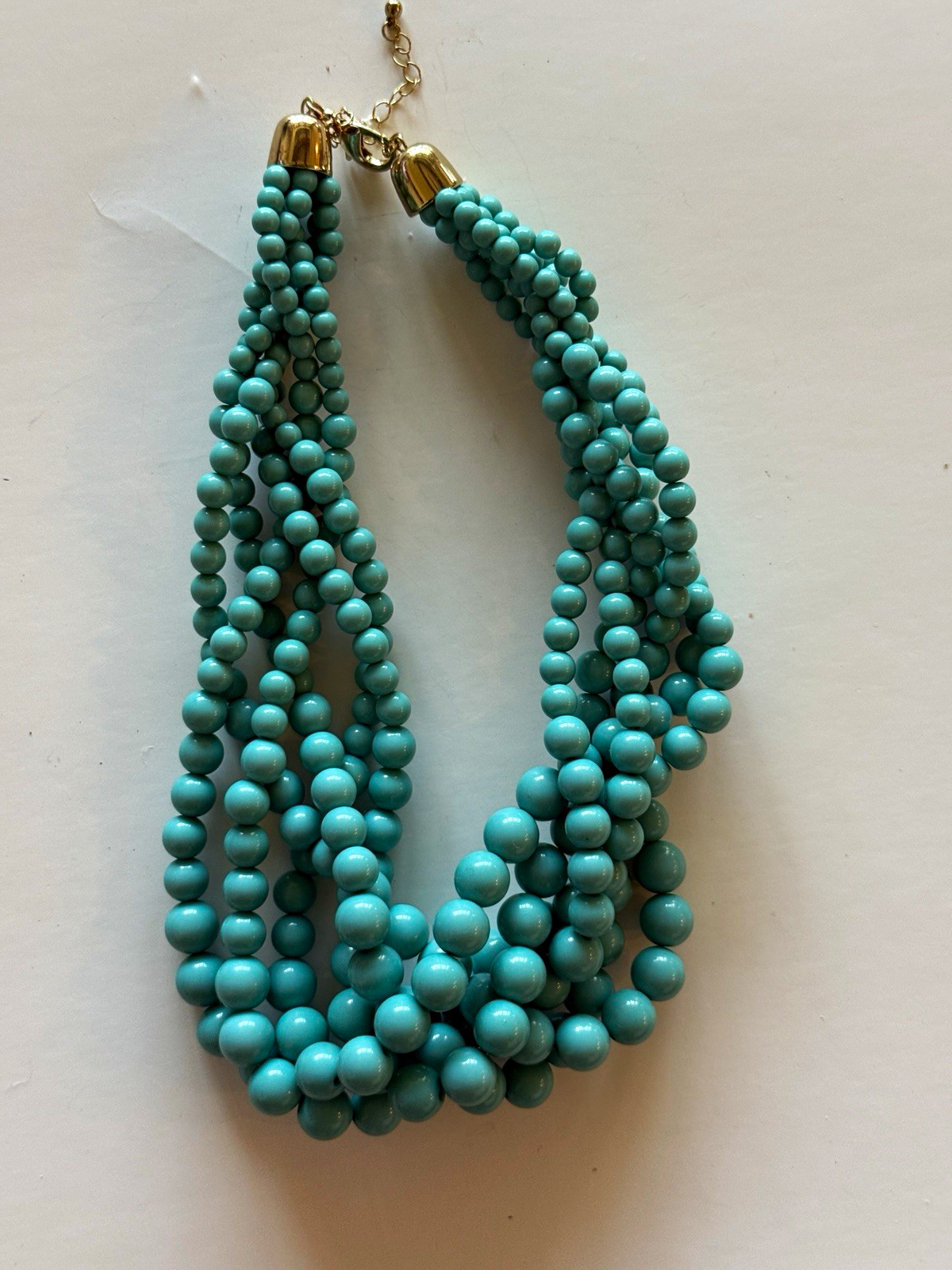 Blue Beaded Multi-Strand Statement Necklace Lobster Clasp Adjustable