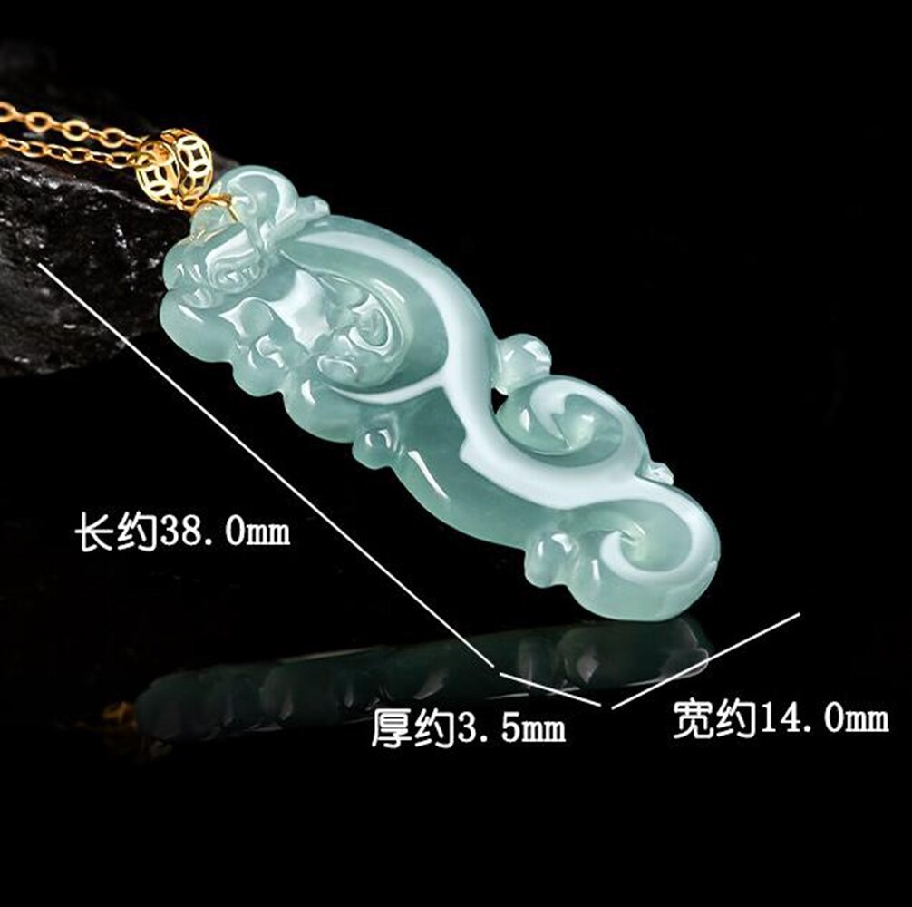 Certified Natural A Jade jadeite 18K Solid Gold Carving Dragon Pendant Necklace