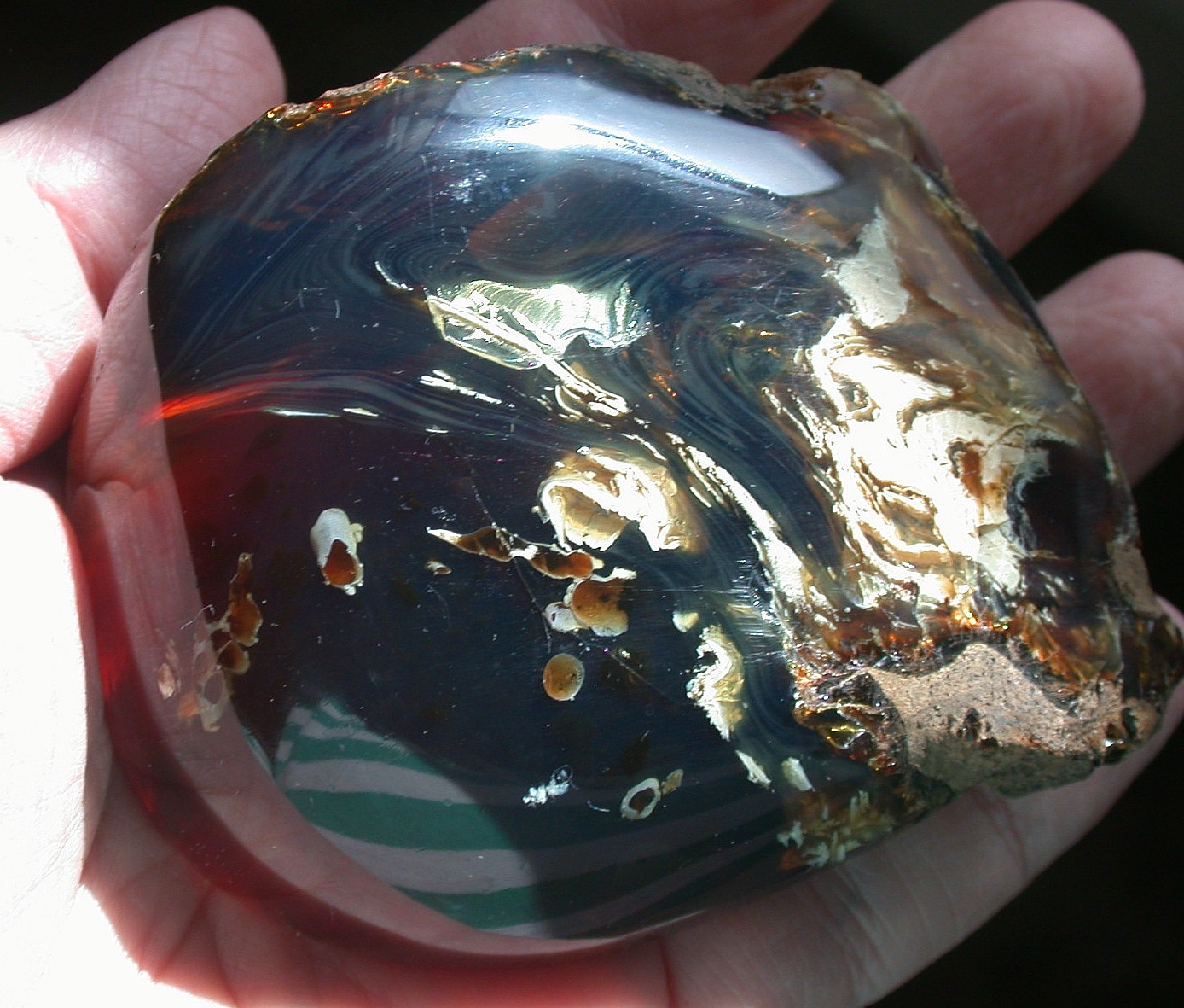 Beautiful BLUE Multicolor AMBER Fossil Gemstone LARGE 132 gram Piece