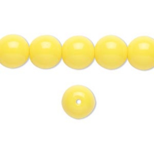 Czech Druk 6mm Yellow Opaque 50 Beads