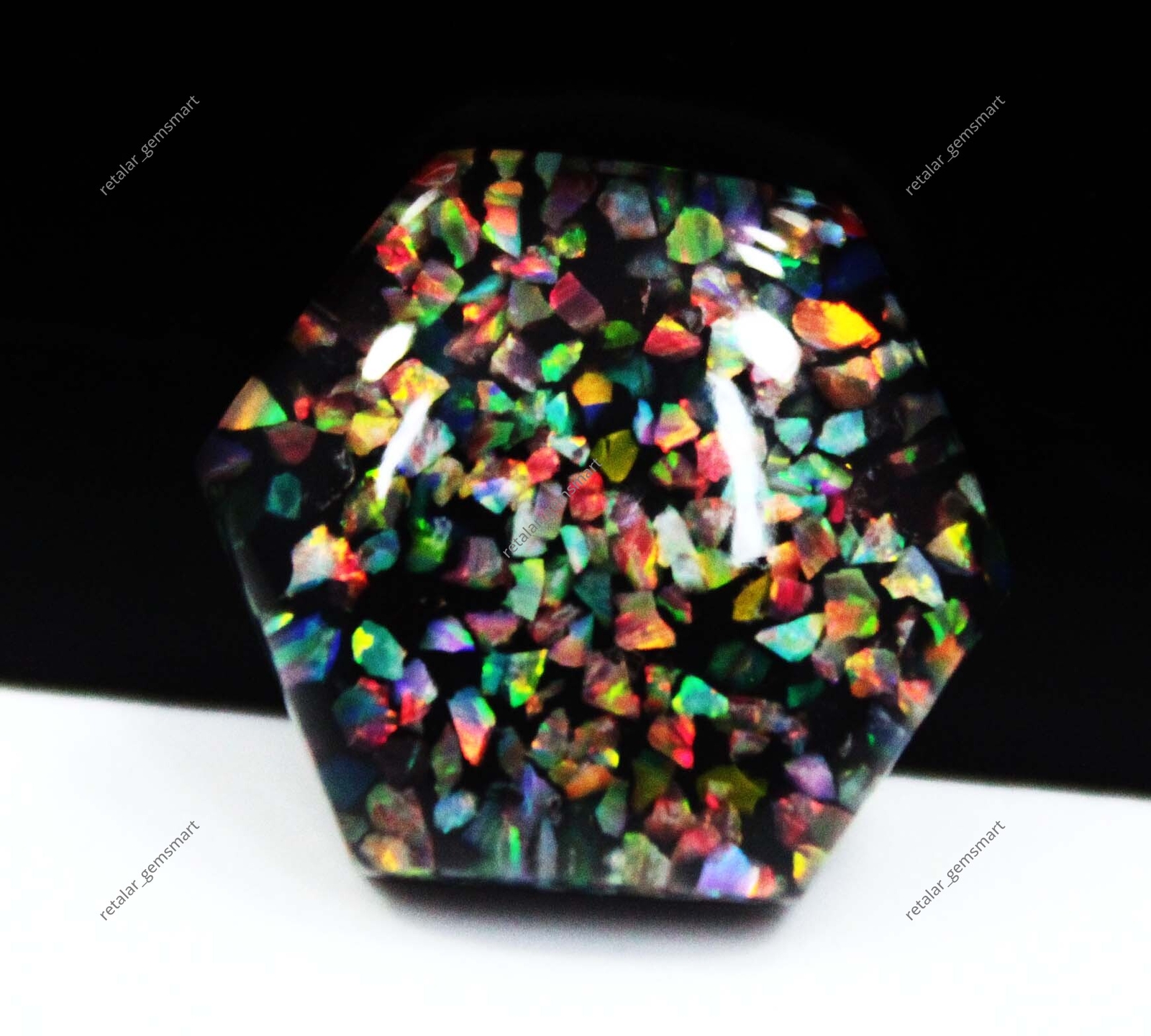 10.20 Ct Natural Australian Black Fire Opal Doublet Certified Untreated Gemstone