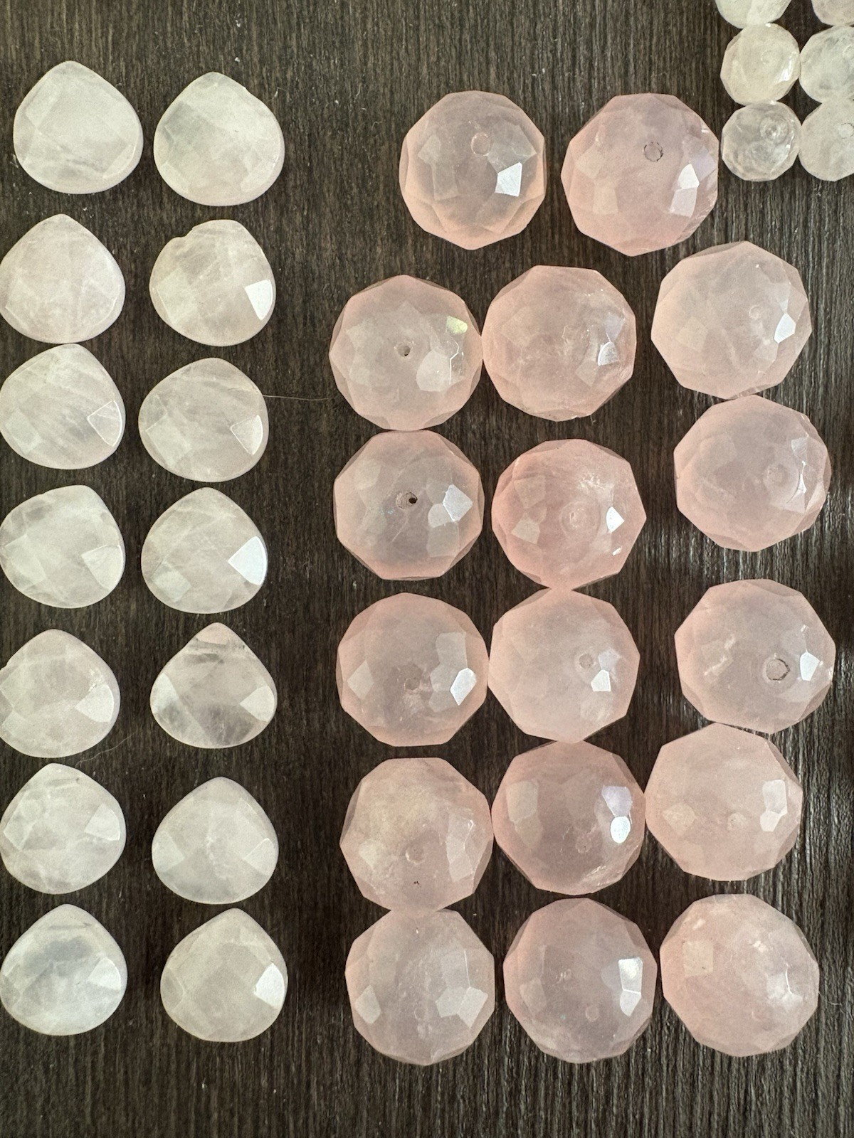 LOT Of Rose Quartz Heartshape Roundelle Stones Beads Read Info