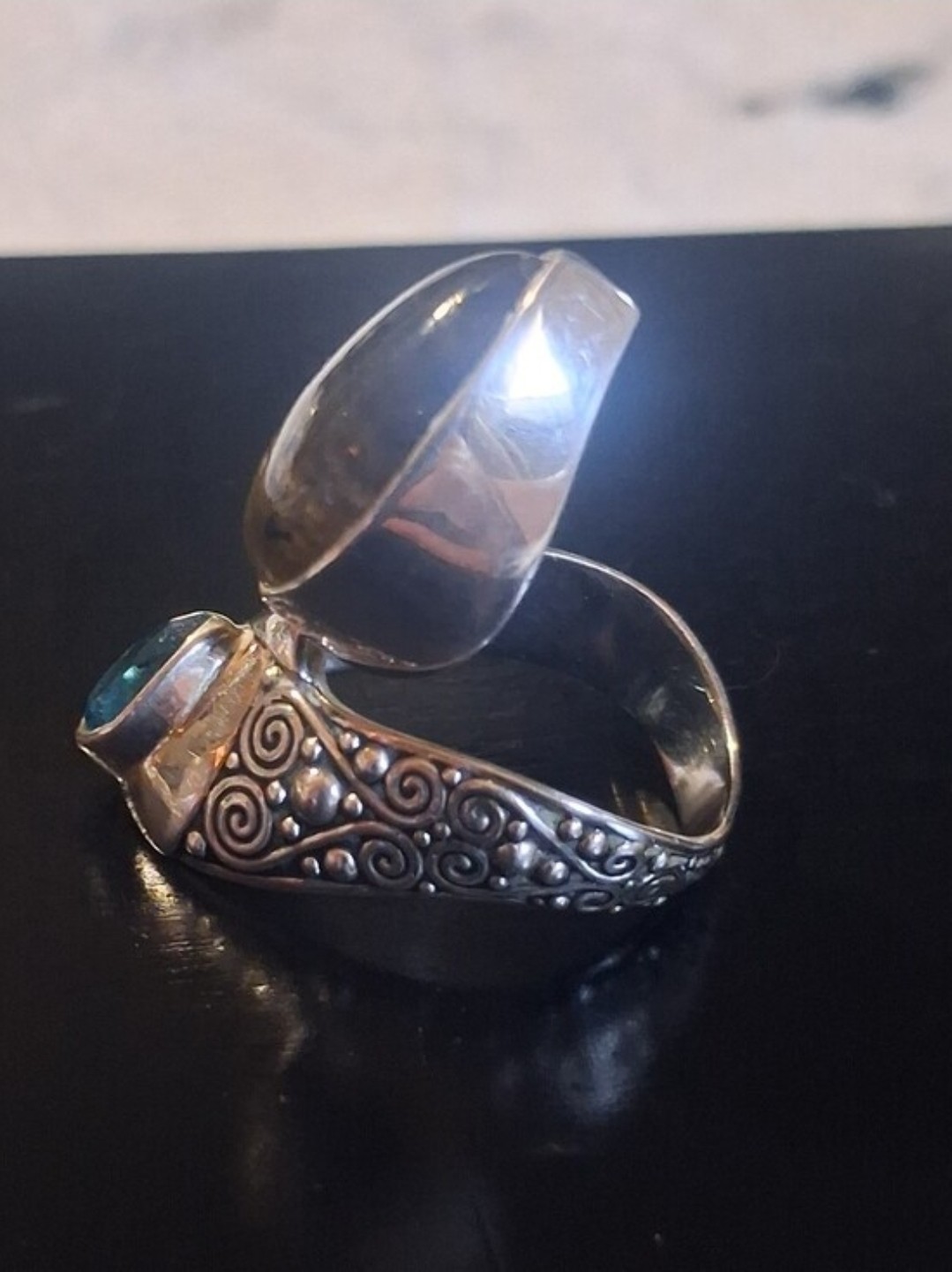 Sajen Silver Labradorite Swiss Blue Quartz Sterling Silver Ring 15.40 CTW 8.82 G