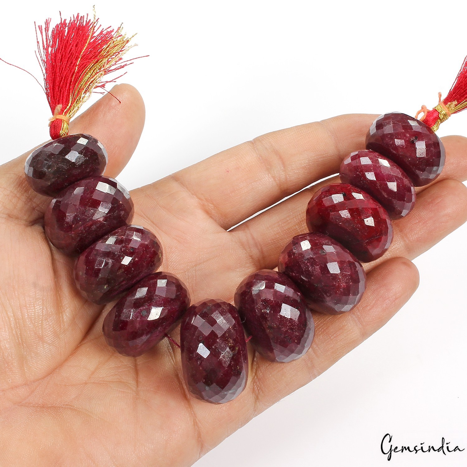 AAA Red Ruby Round Checkerboard Cut Beads 25-29mm Loose Gemstone Lot