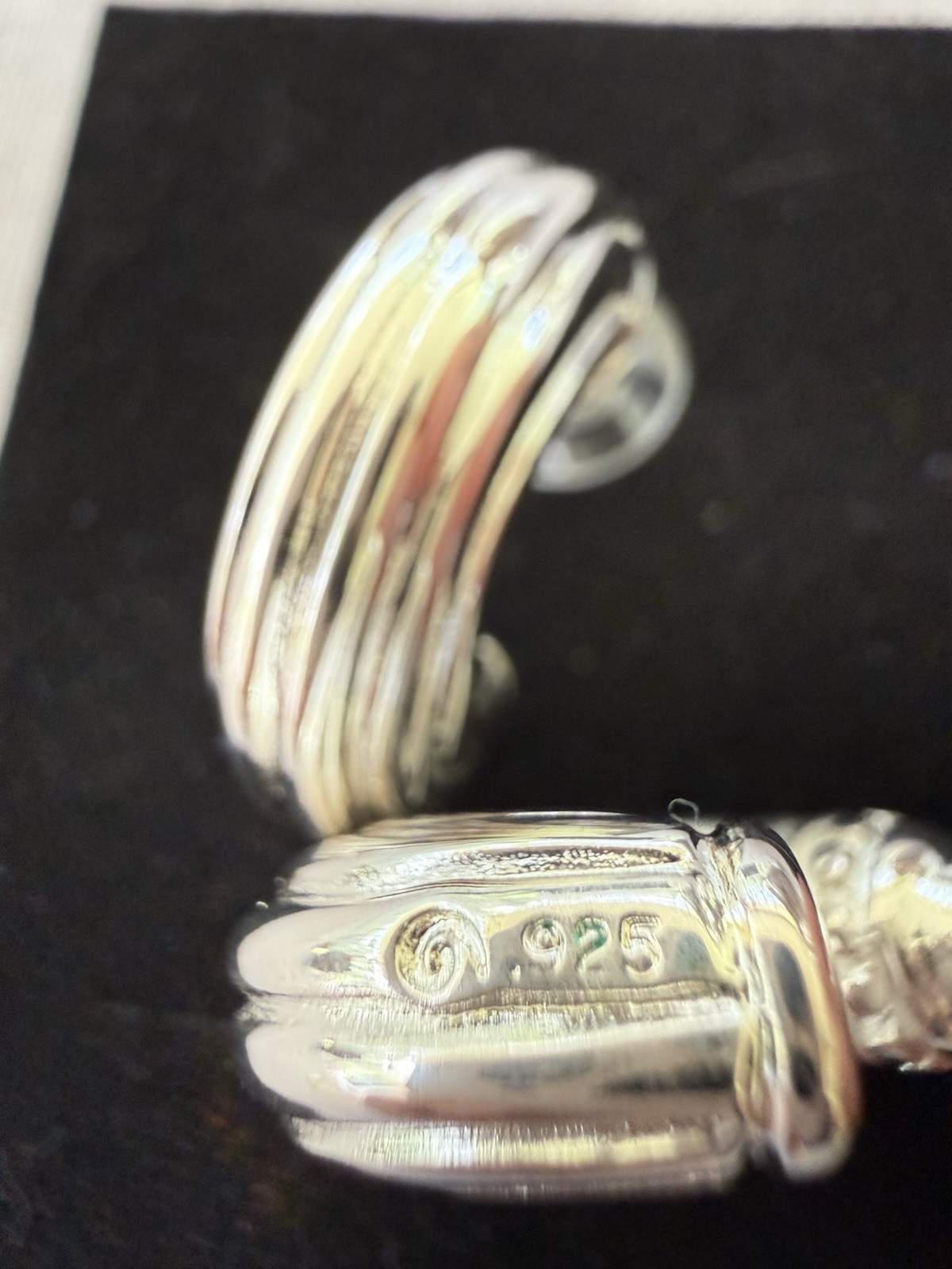 925 Sterling Silver With Puffy Modern Design Stud Earrings