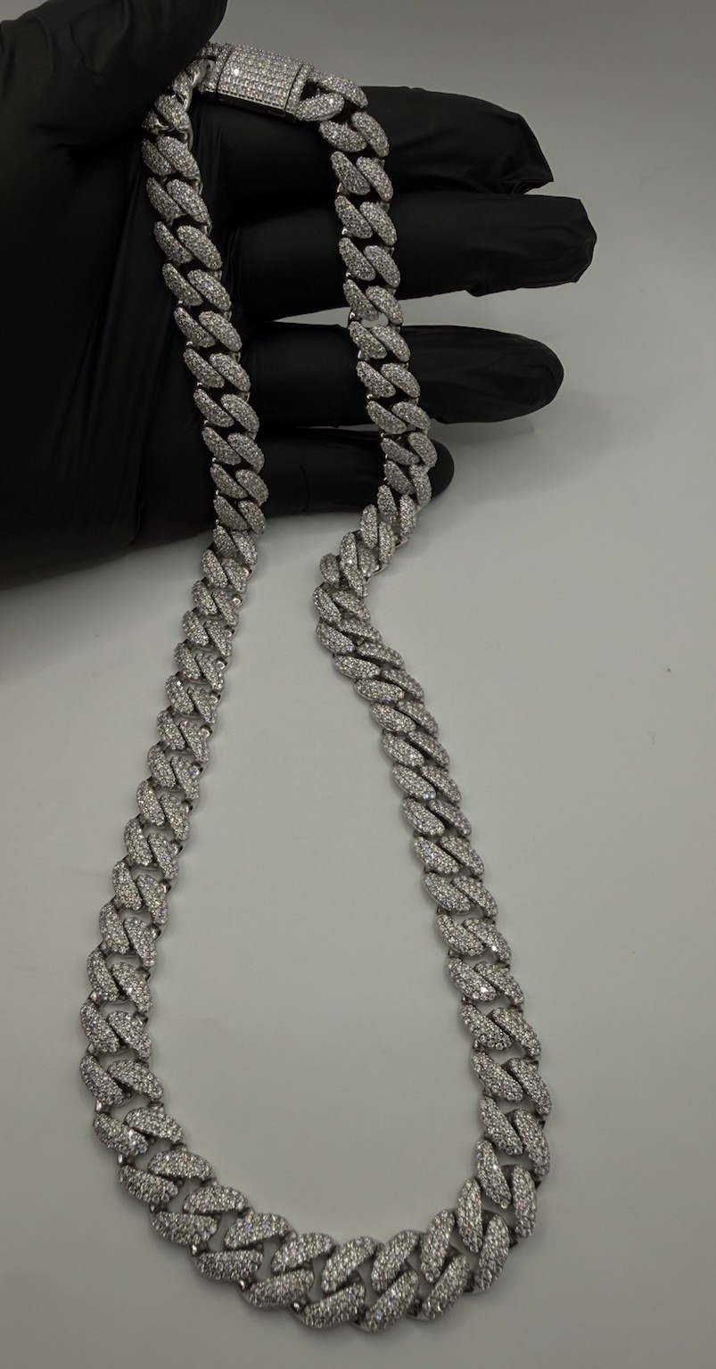 12.3mm VVS Moissanite Miami Cuban Link Chain – Solid 925 Sterling – 22” – 140g