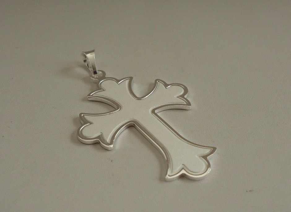 MATT FINISH PATONCE CROSS PENDANT / 925 STERLING SILVER / SIZE 58MM BY 36MM