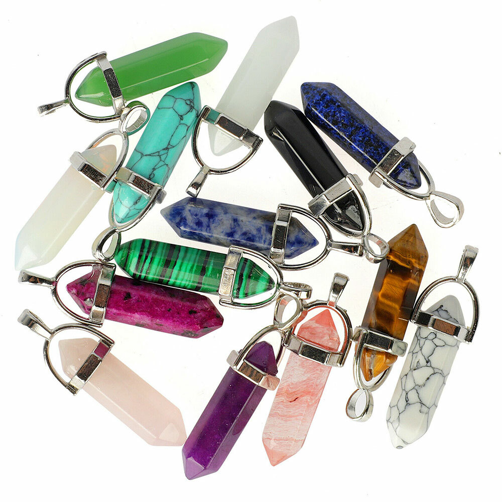 32PC Chakra Quartz Crystal Point Healing Gemstone Pendant Necklace Stone