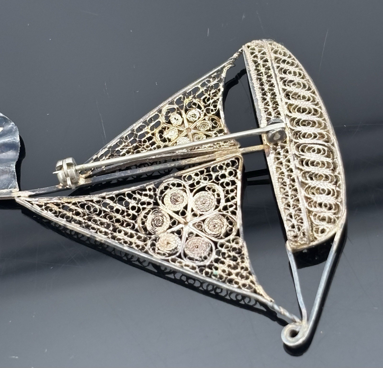 VTG Sterling Silver Brooch Lot Sailboat Dragon Boat Danecraft Pinwheel Filigree