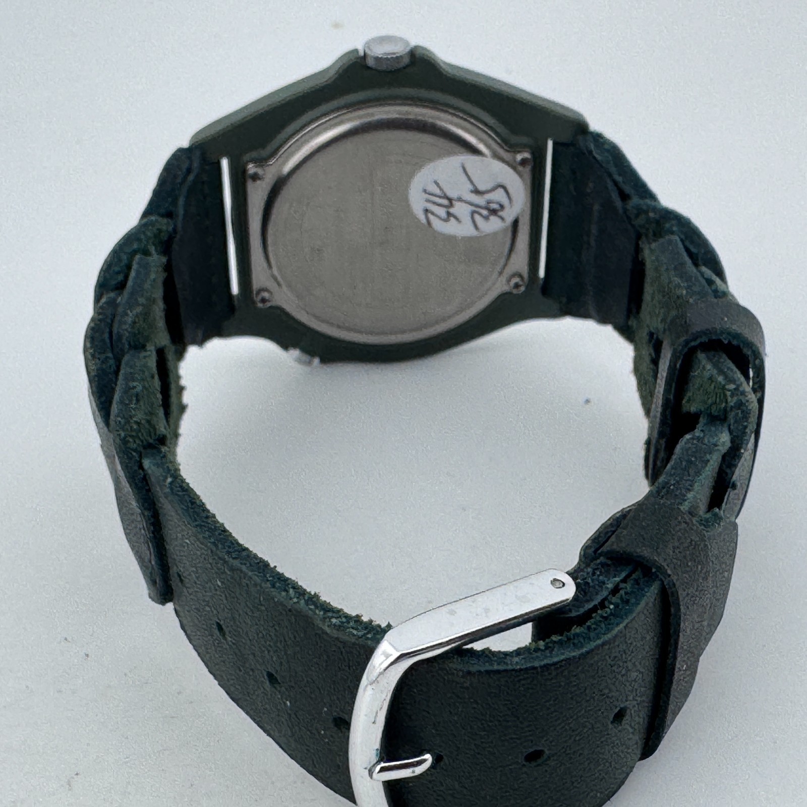 VTG Timex Quartz Watch Men Rotating Bezel Military Dial Beige Green New Battery