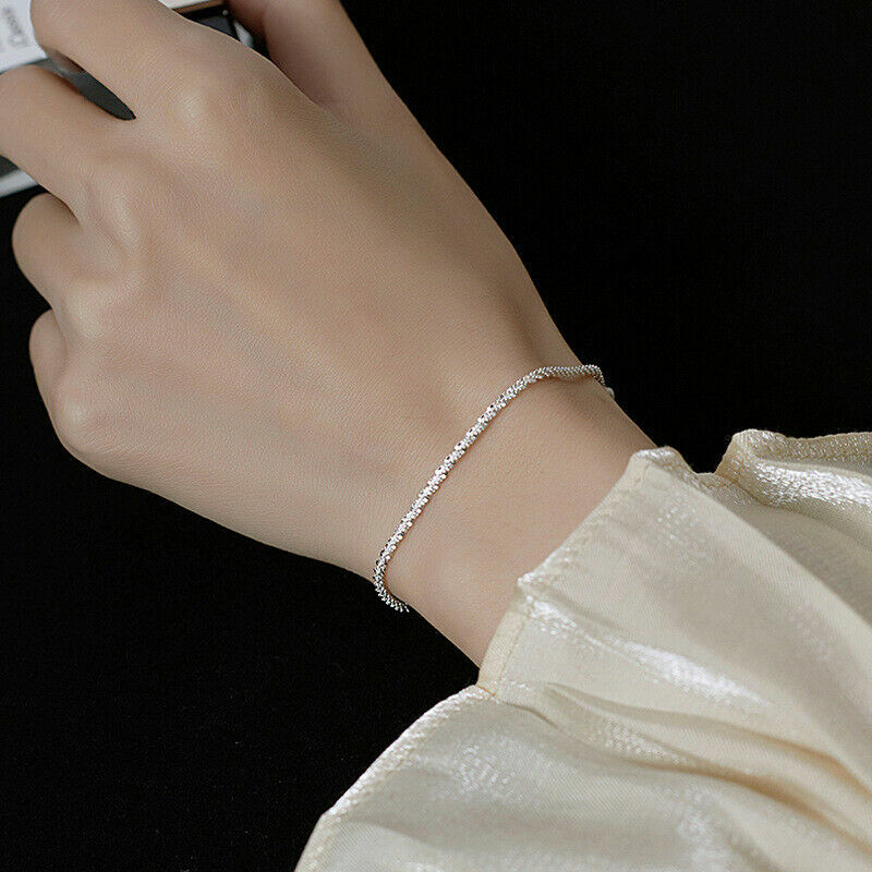 EPIC VAULT-Elegant 925 Sterling Silver Women’s Flash Braided Chain Bracelet