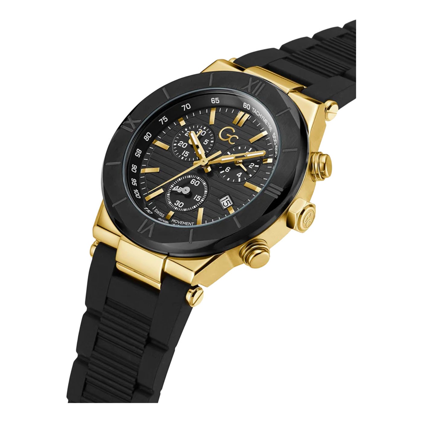Gc Gents Force Black Silicone Strap 44mm Dress Watch Y69005G2MF