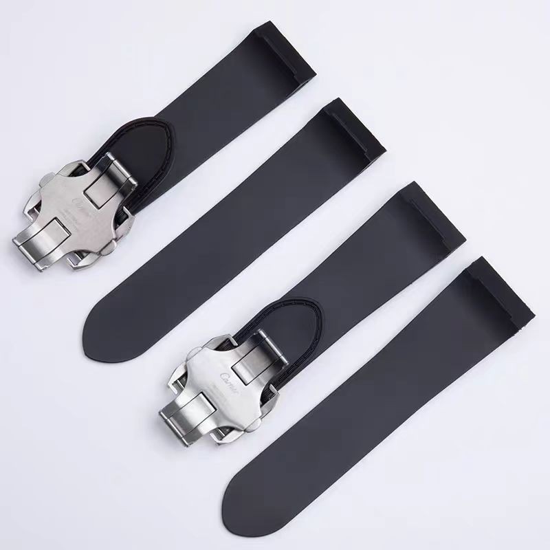 23MM 25MM RUBBER STRAP WATCH BAND FOR CARTIER SANTOS 100 XL CHRONO CLASP