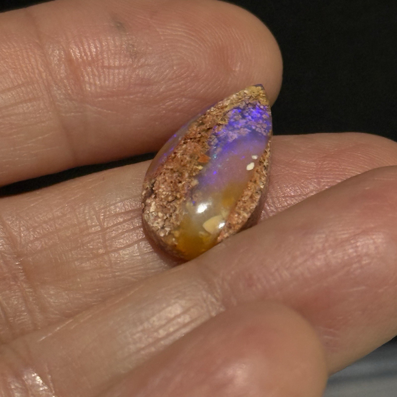 5.85ct 19.2x11x4.7mm Purple Crystal Pipe Australian Boulder Opal Cabochon Gem