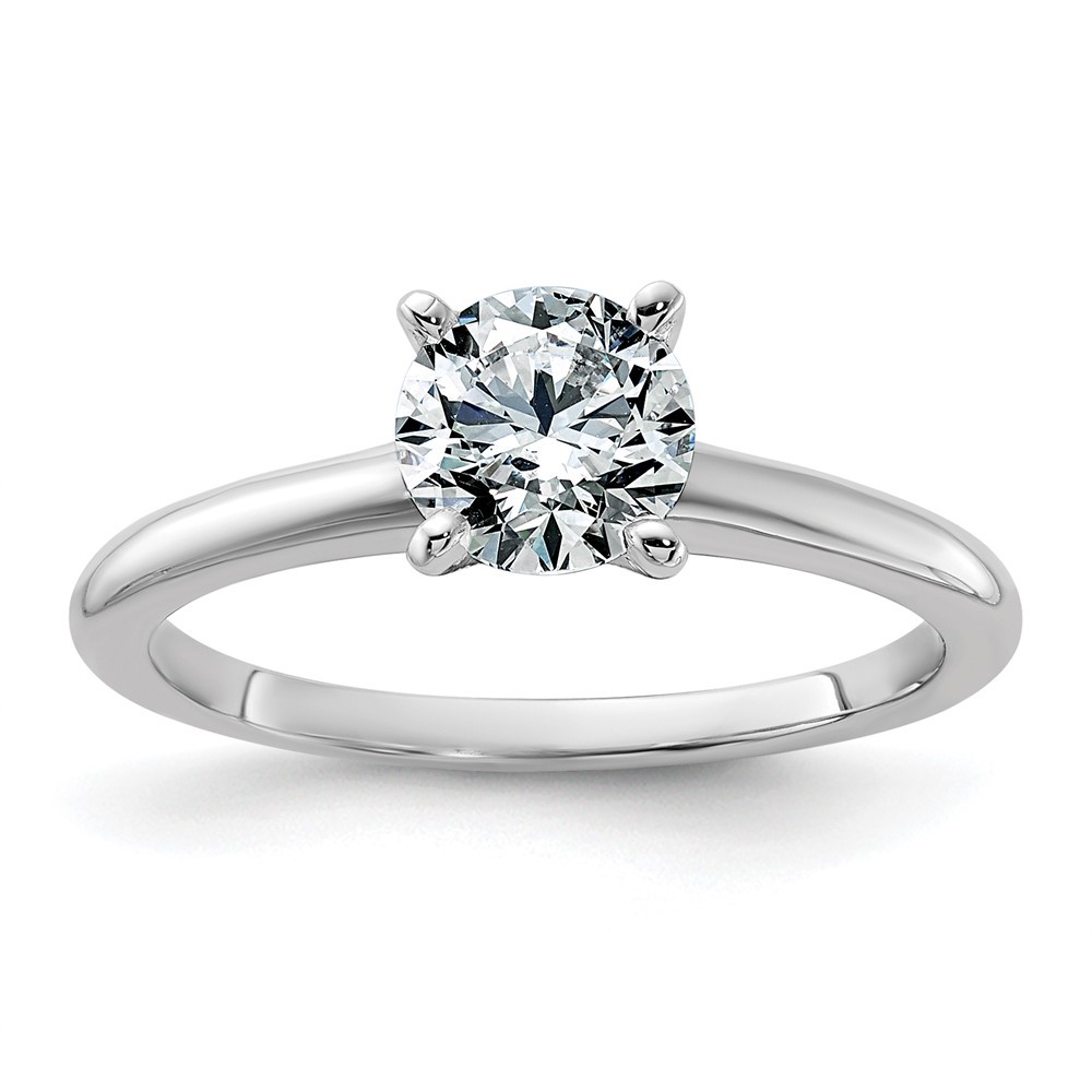 14k White Gold 1ct. Round Cut Moissanite Solitaire Engagement Ring Size 8