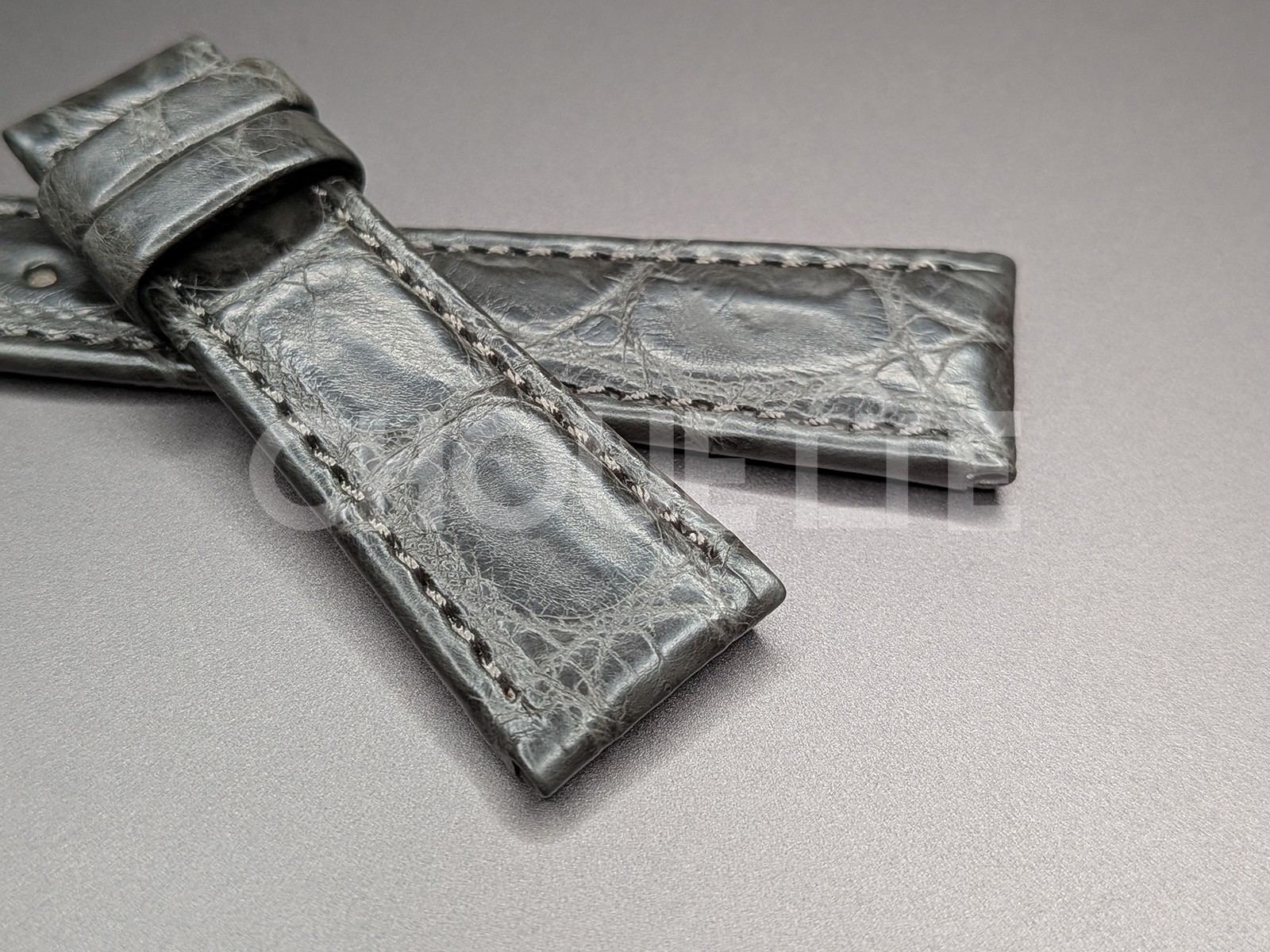 OEM Grand Seiko 18mm Gray Crocodile Leather Band Strap for GS SBGW291 9S64-00X0