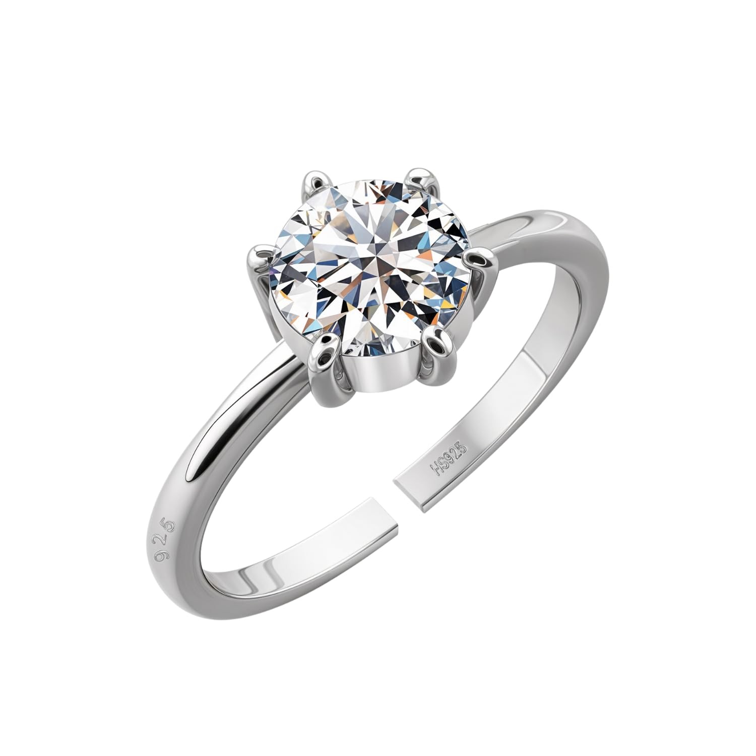 925 Silver Stylish Solitaire Adjustable Ring | 92.5 Sterling Silver and Diamond