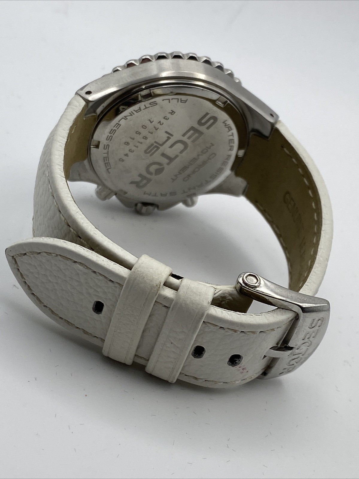 Sector 175 Diver Chrono watch Rotating Bezel White Dial Leather Women’s
