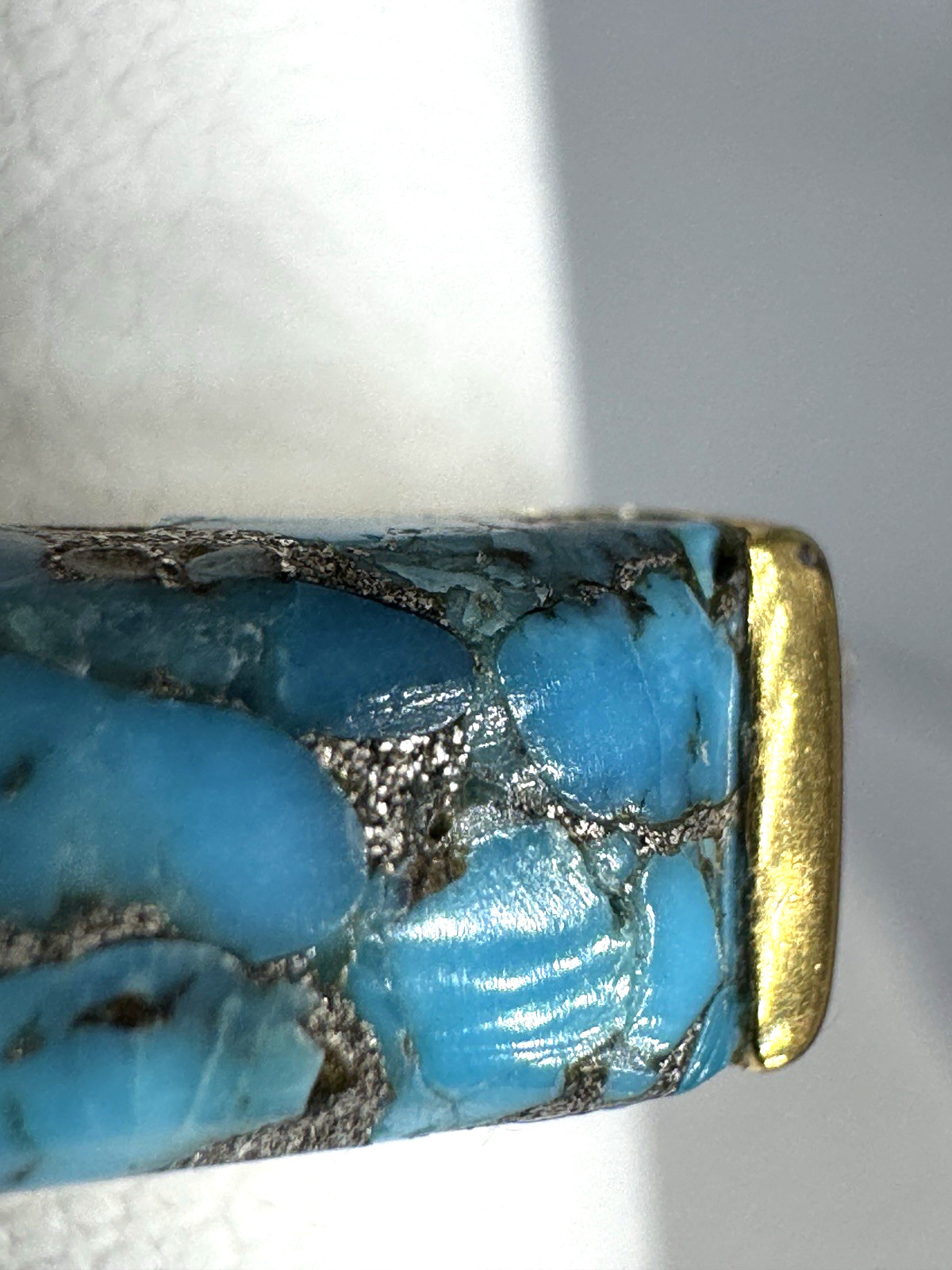 Ross Simons Turquoise & Topaz Ring Size 8.25 in 18kt Gold Over Sterling 4.58g